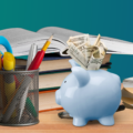 Education studying books with piggy bank
